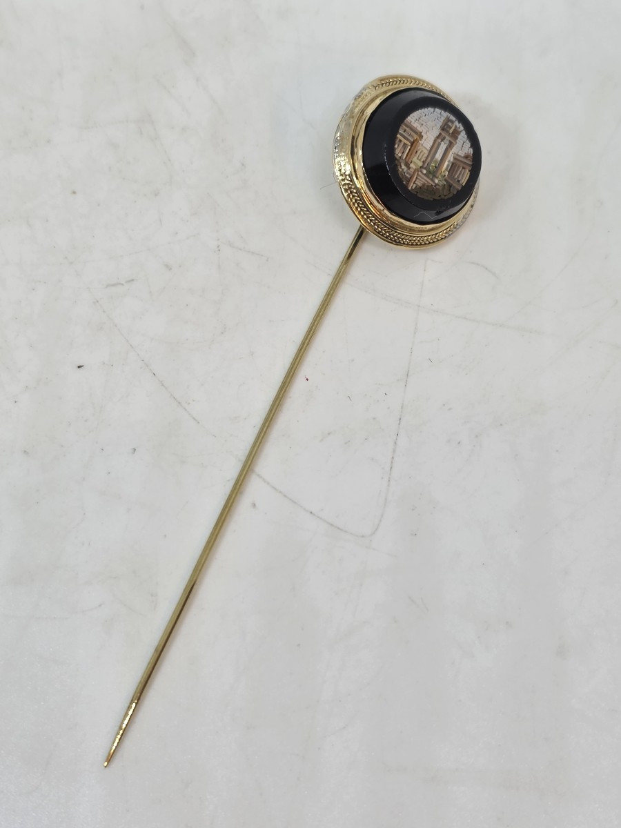 Broche en or et micromosaïque, Rome, Grand Tour, XIXe siècle