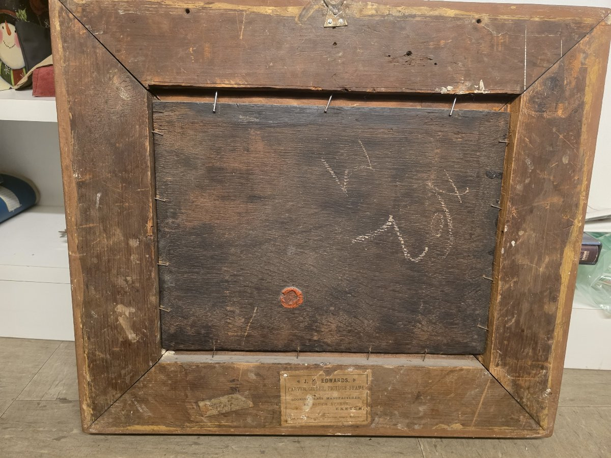 Huile sur panneau, œuvre flamande du XVIIe siècle.-photo-2