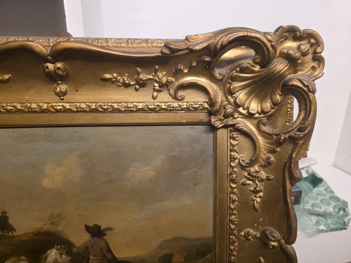 Huile sur panneau, œuvre flamande du XVIIe siècle.-photo-4