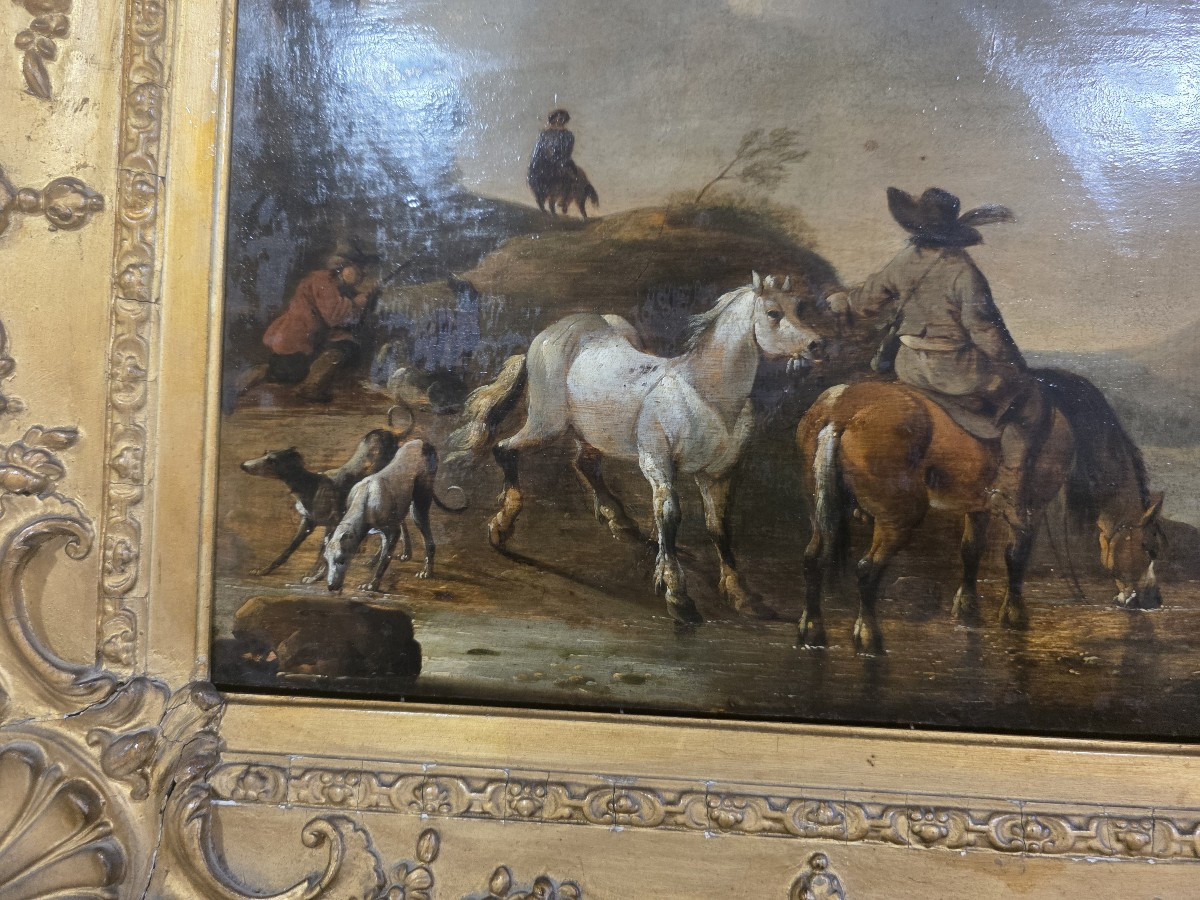 Oil On Panel, Flemish Work From The 17th Century-photo-3