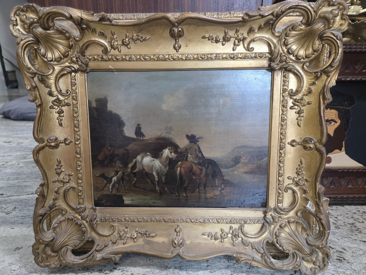 Huile sur panneau, œuvre flamande du XVIIe siècle.