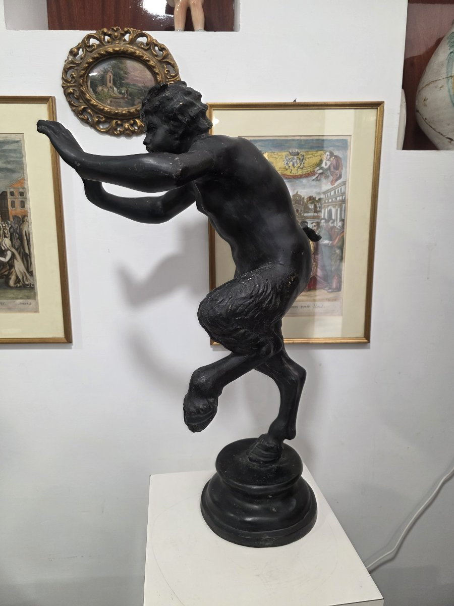 Large Bronze Sculpture, A Fresco Of A Faun. Italy, Late 19th Century-photo-1