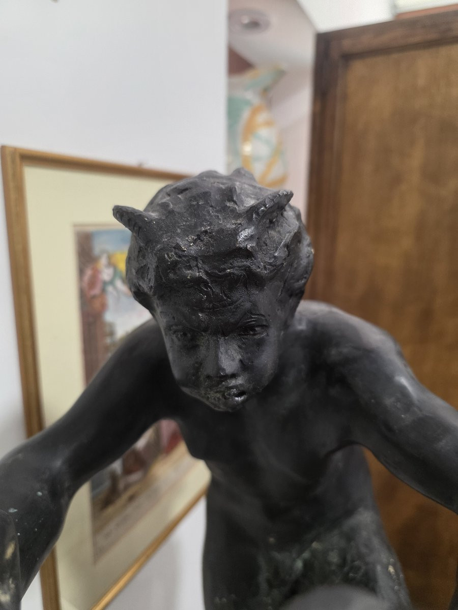 Large Bronze Sculpture, A Fresco Of A Faun. Italy, Late 19th Century-photo-5