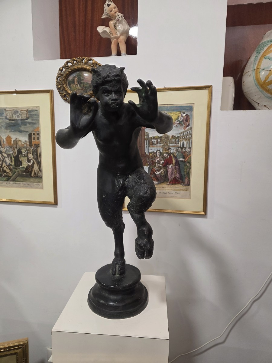 Large Bronze Sculpture, A Fresco Of A Faun. Italy, Late 19th Century
