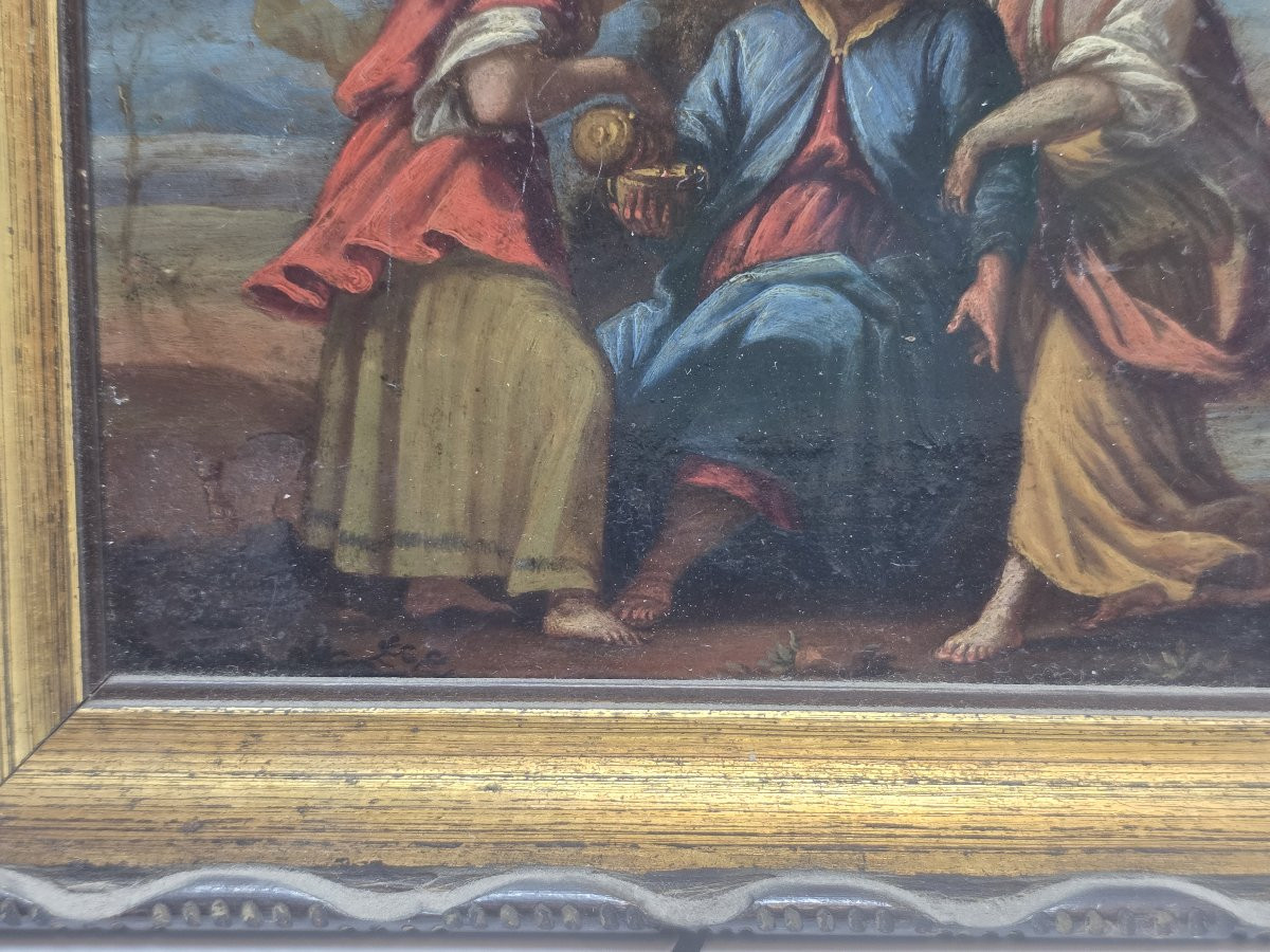 Lot et ses filles - Huile sur cuivre, École italienne, milieu du XVIIe siècle-photo-4
