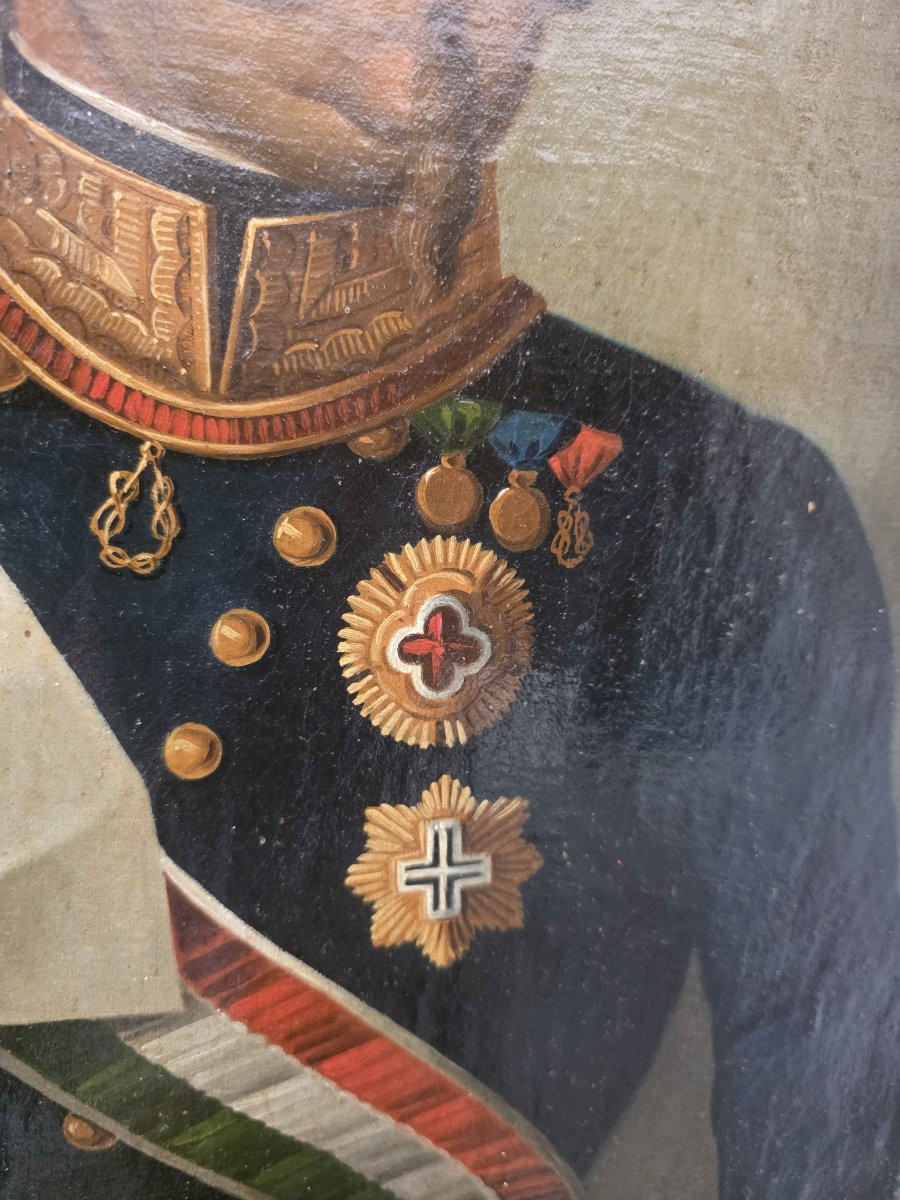 Huile sur toile représentant Victor-Emmanuel II de Savoie, datant du Risorgimento italien-photo-2