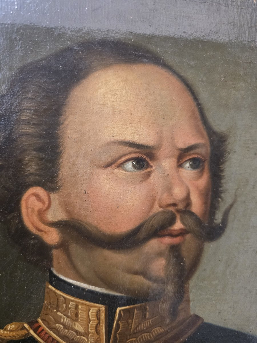 Huile sur toile représentant Victor-Emmanuel II de Savoie, datant du Risorgimento italien-photo-2