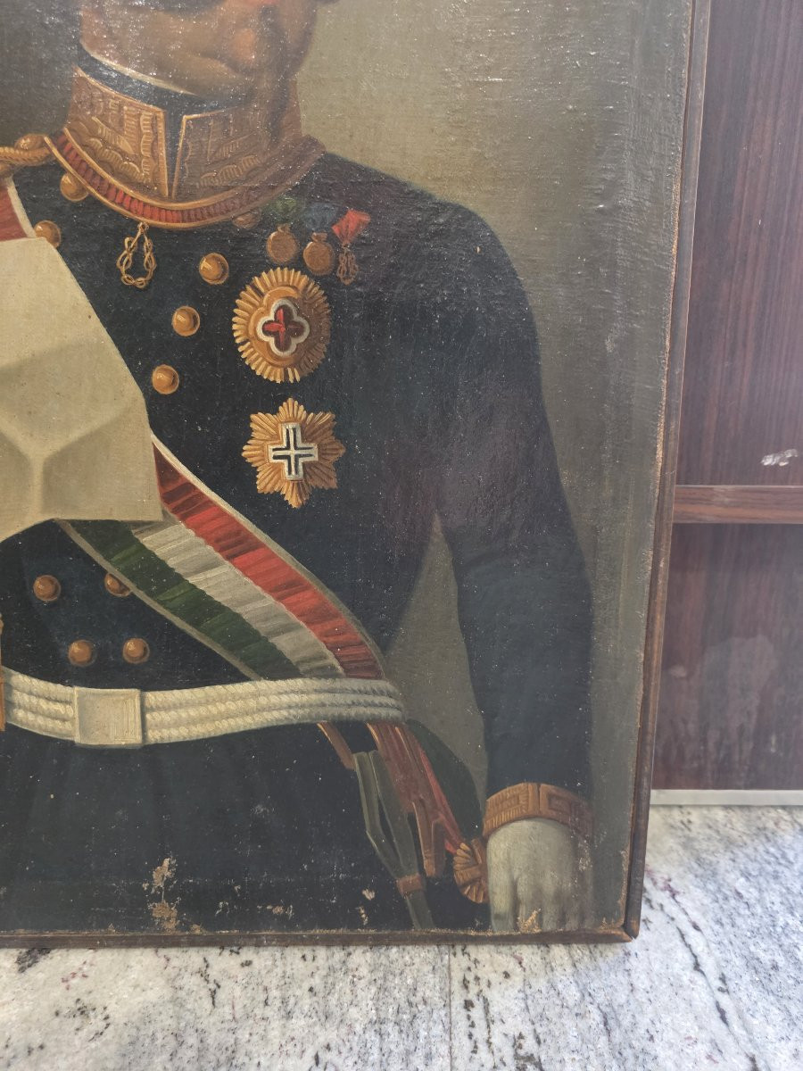 Huile sur toile représentant Victor-Emmanuel II de Savoie, datant du Risorgimento italien-photo-6