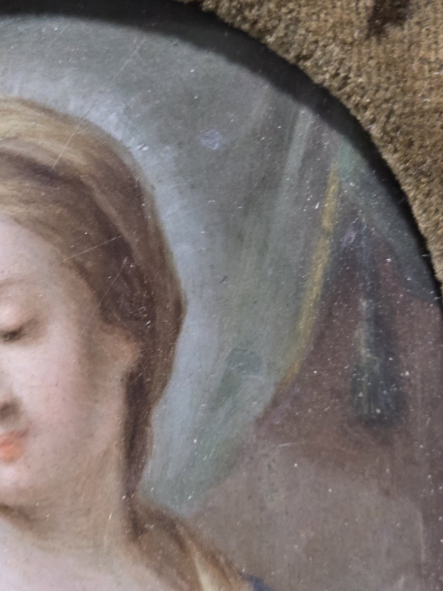 Small Oil On Copper "virgin Mary". Southern Italy, 18th Century-photo-2