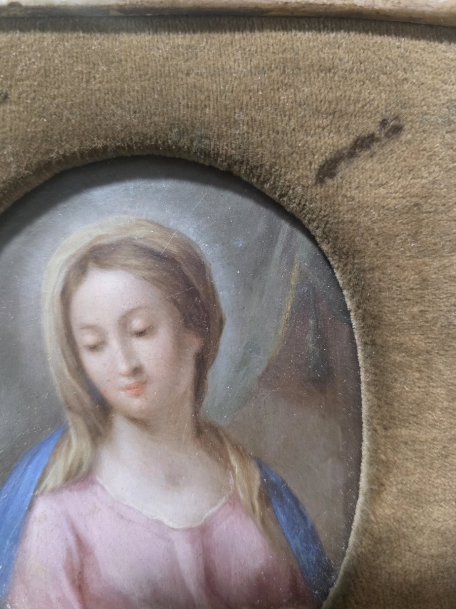 Small Oil On Copper "virgin Mary". Southern Italy, 18th Century-photo-6