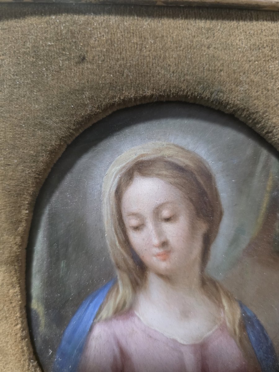 Small Oil On Copper "virgin Mary". Southern Italy, 18th Century-photo-7