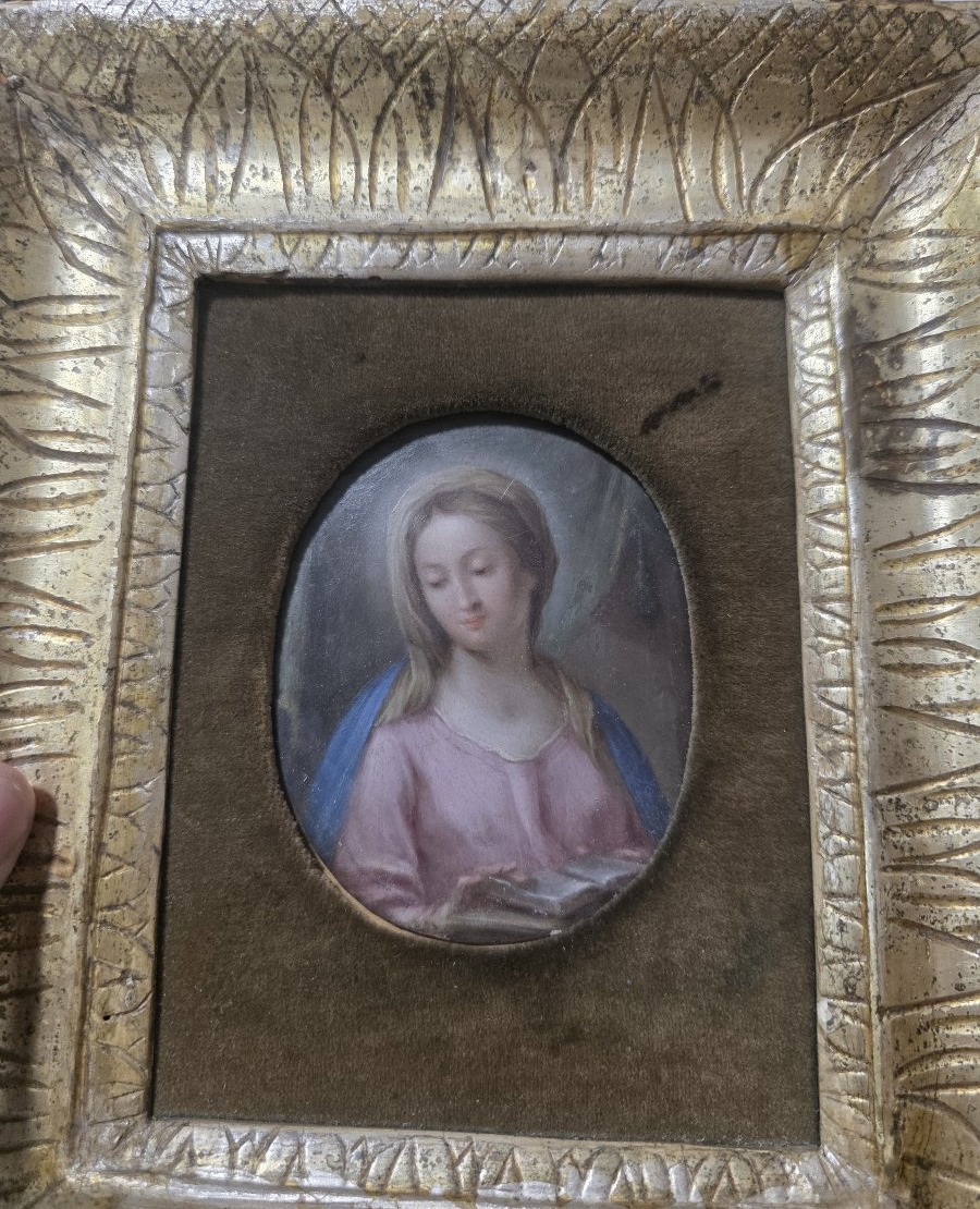 Small Oil On Copper "virgin Mary". Southern Italy, 18th Century
