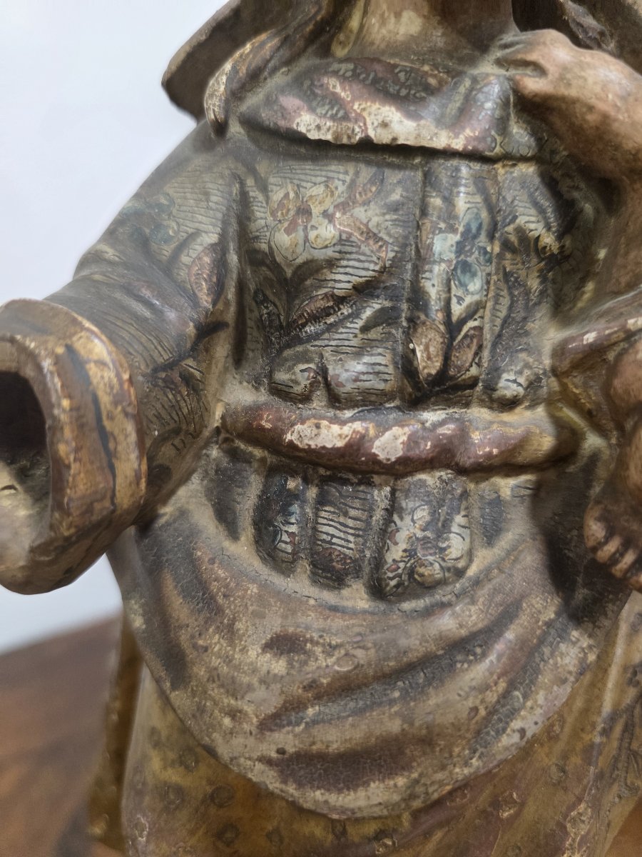 Sculpture en bois doré et peint représentant la Vierge à l'Enfant, Espagne, fin du XVIIe siècle-photo-2