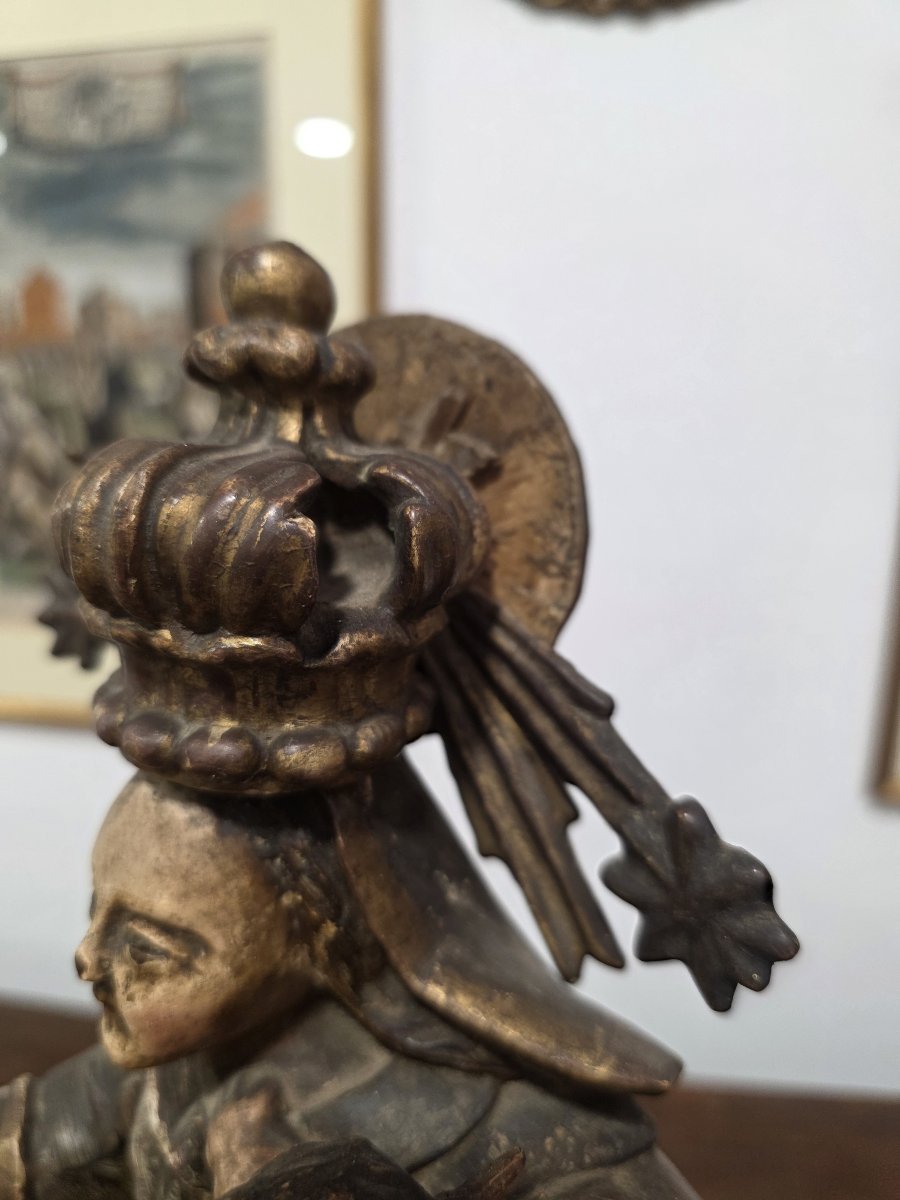 Sculpture en bois doré et peint représentant la Vierge à l'Enfant, Espagne, fin du XVIIe siècle-photo-4