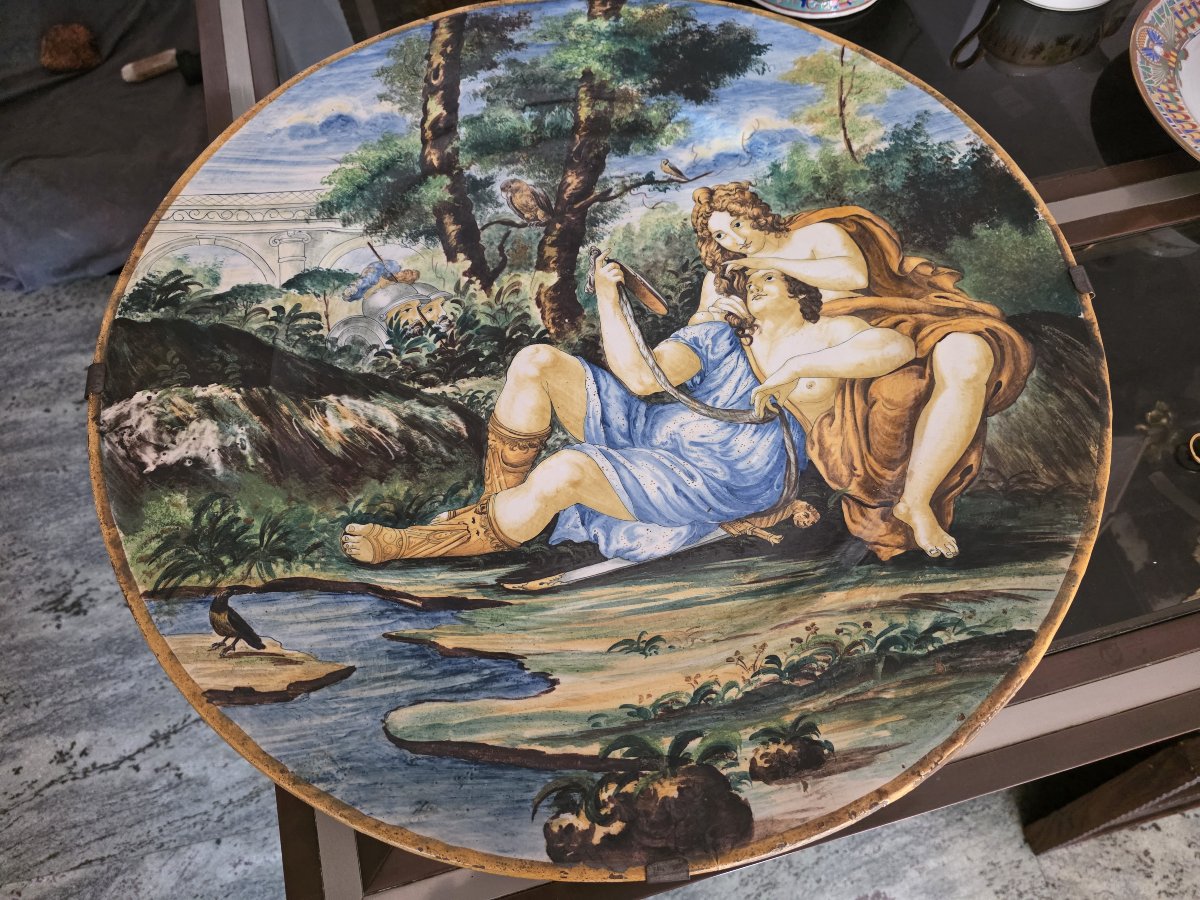 Late 19th-century Polychrome Maiolica *istoriato* Display Dish