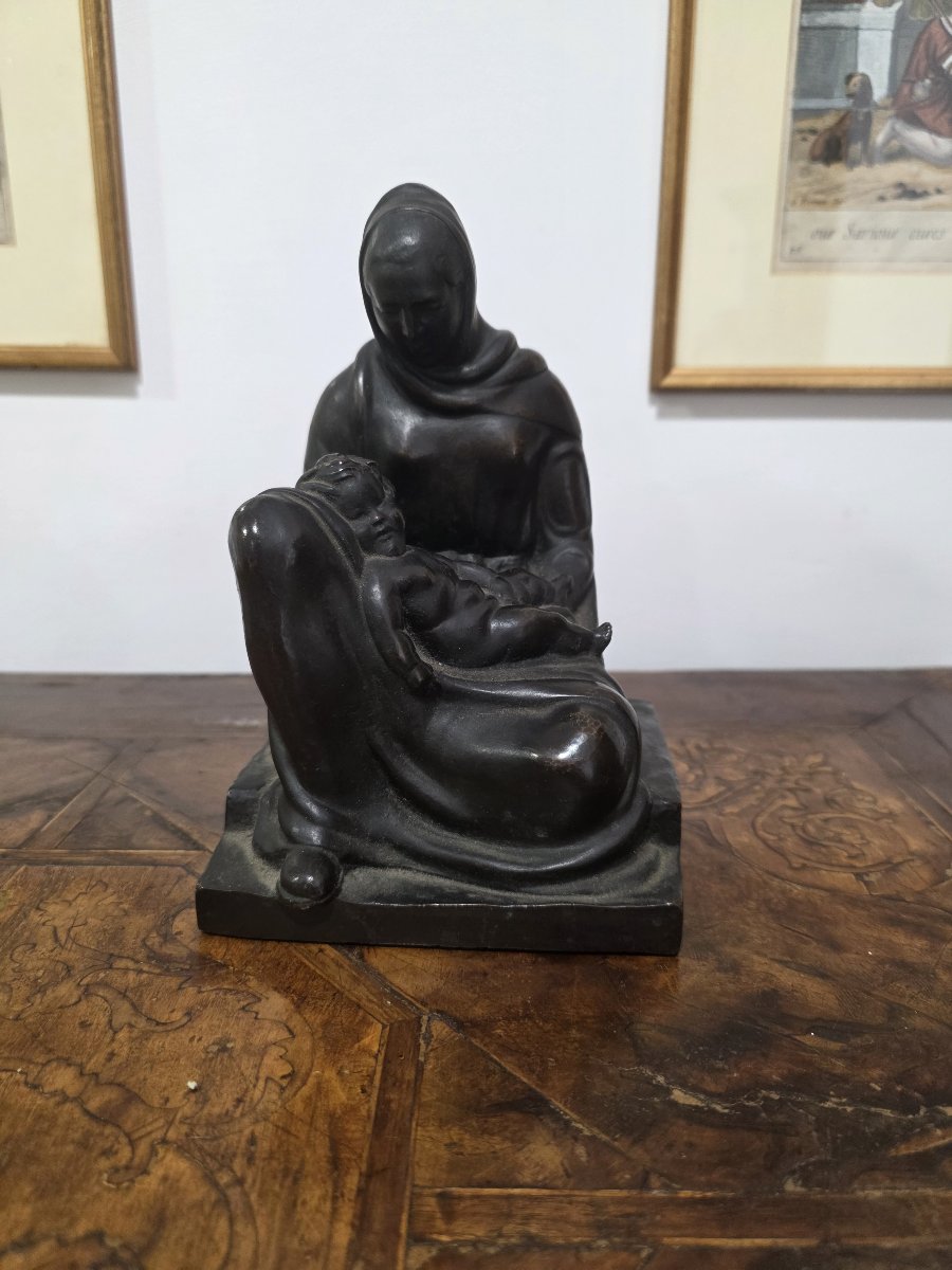 FARPI VIGNOLI (Bologne, 1907–1997) – Sculpture en bronze « La maternità » (La Maternité)