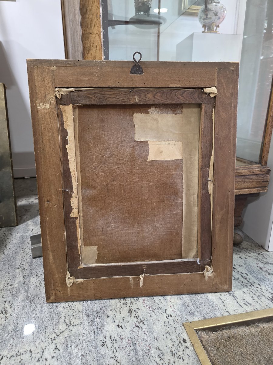 « Madone du Bon Conseil » – Huile sur toile – Fin du XVIIIe siècle avec cadre doré d'époque-photo-4