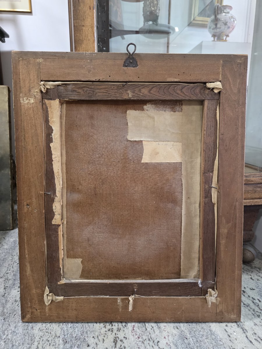 « Madone du Bon Conseil » – Huile sur toile – Fin du XVIIIe siècle avec cadre doré d'époque-photo-5