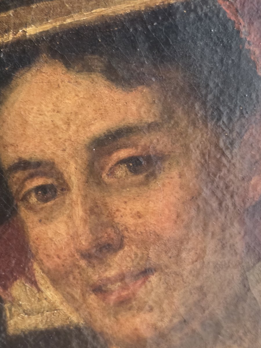 Huile sur toile représentant une femme du peuple en costume traditionnel du centre de l'Italie -photo-3