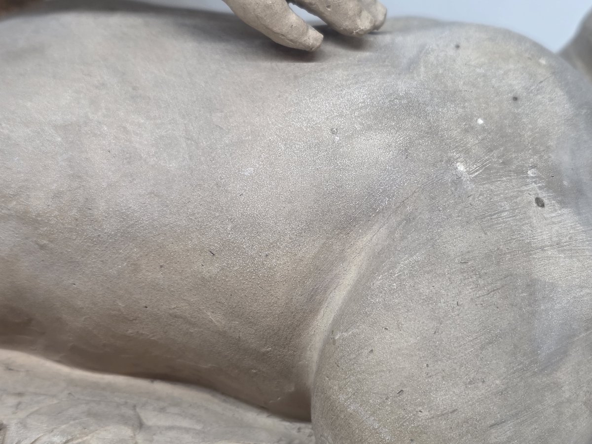 "blind Man's Buff" Terracotta Sculpture By Francesco Camillotti, Dated 1874-photo-4