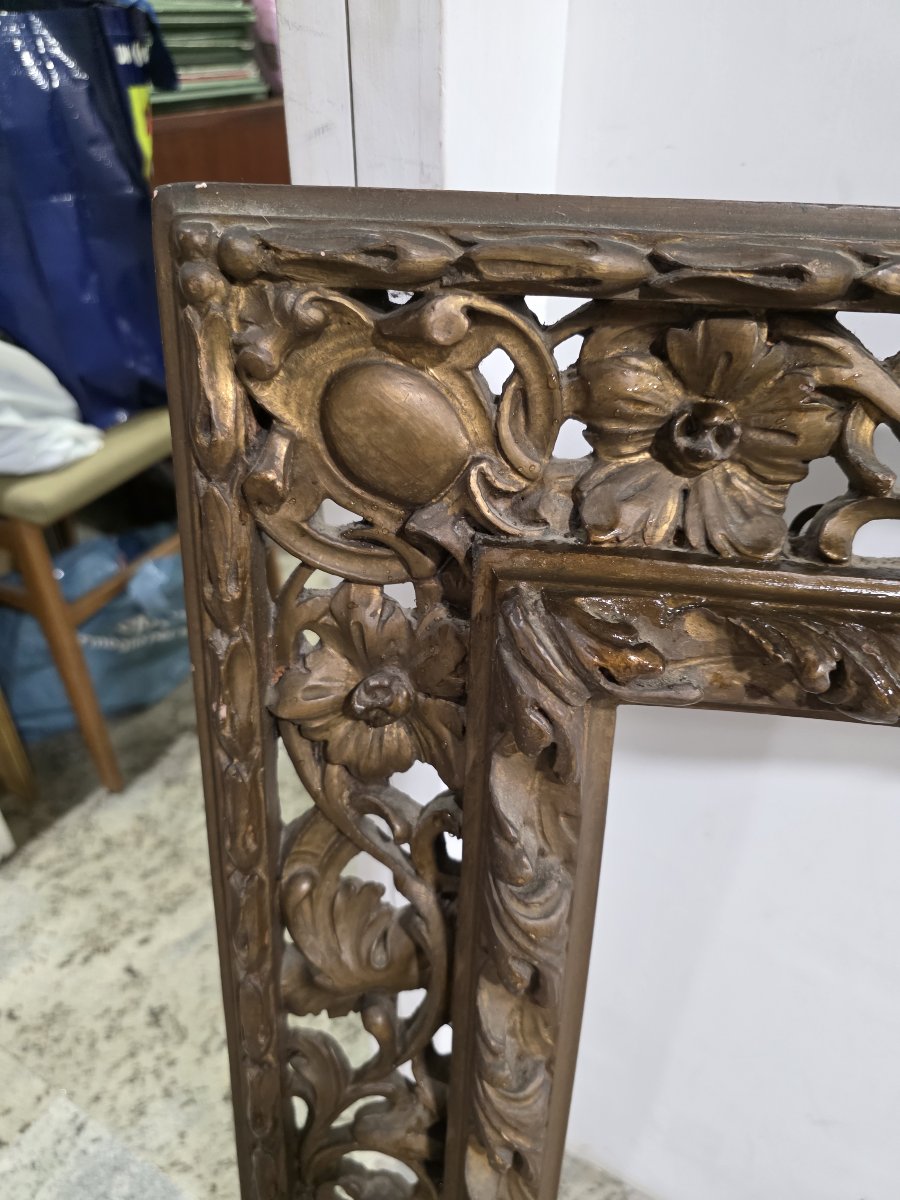 Cadre doré ajouré de style baroque – Fin du XIXe / Début du XXe siècle-photo-3