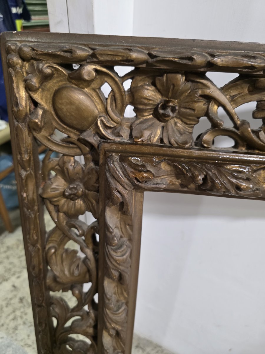 Cadre doré ajouré de style baroque – Fin du XIXe / Début du XXe siècle-photo-4