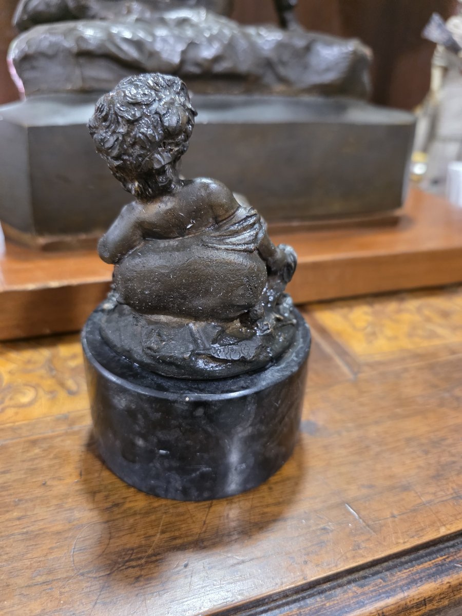 Petit bronze « Putto à la corne d'abondance » – Ferdinando De Luca, début du XXe siècle-photo-4