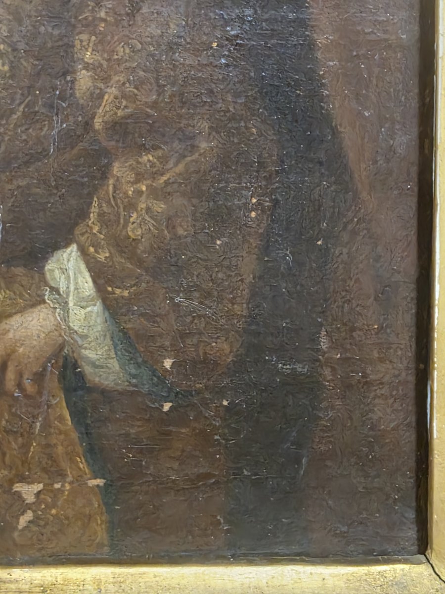 Portrait de gentilhomme avec document et encrier, huile sur toile, XVIIIe siècle.-photo-3