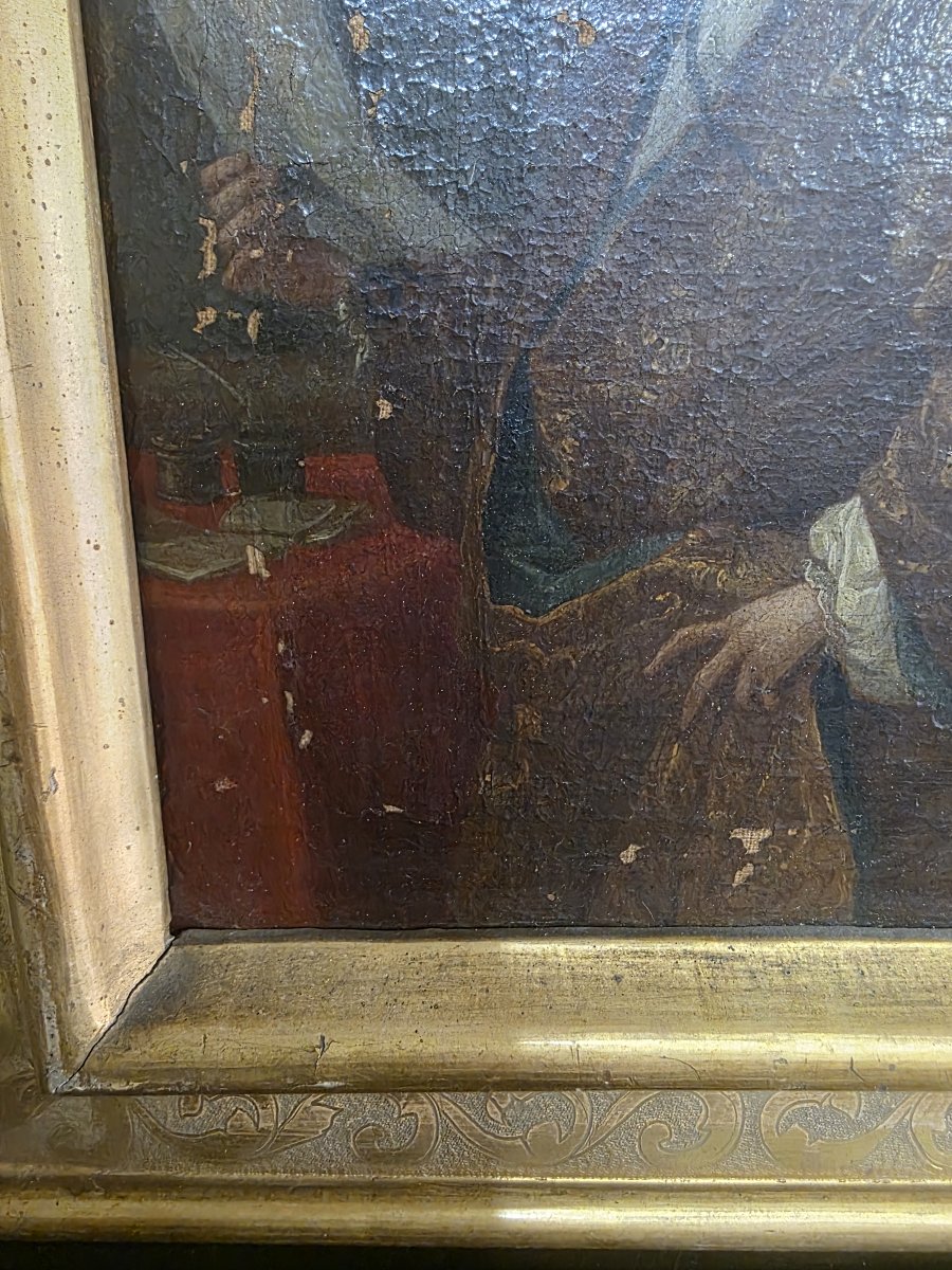 Portrait de gentilhomme avec document et encrier, huile sur toile, XVIIIe siècle.-photo-7