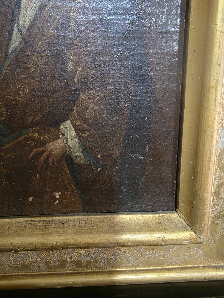 Portrait de gentilhomme avec document et encrier, huile sur toile, XVIIIe siècle.-photo-8
