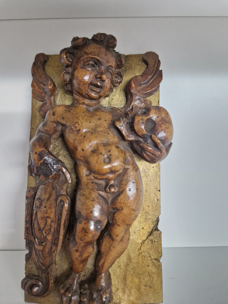 Sculpture baroque en haut-relief « Memento Mori » – Fin du XVIIe siècle-photo-2