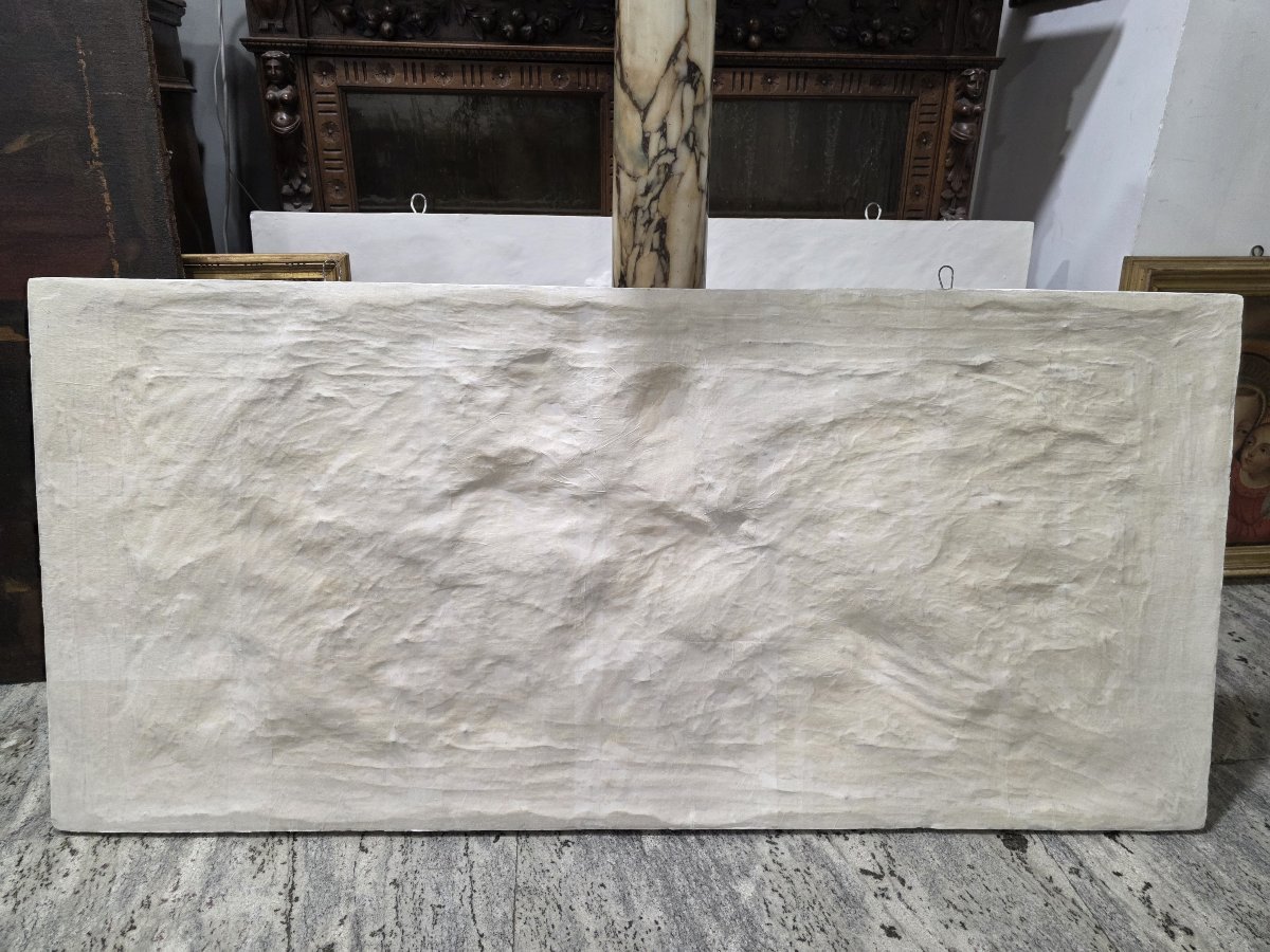  Paire de grands bas-reliefs en plâtre représentant une allégorie de putti – Fin du XIXe / débu-photo-2