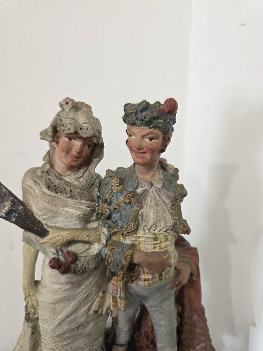 Pair Of Polychrome Terracotta *majos* – Spain, 19th Century-photo-2