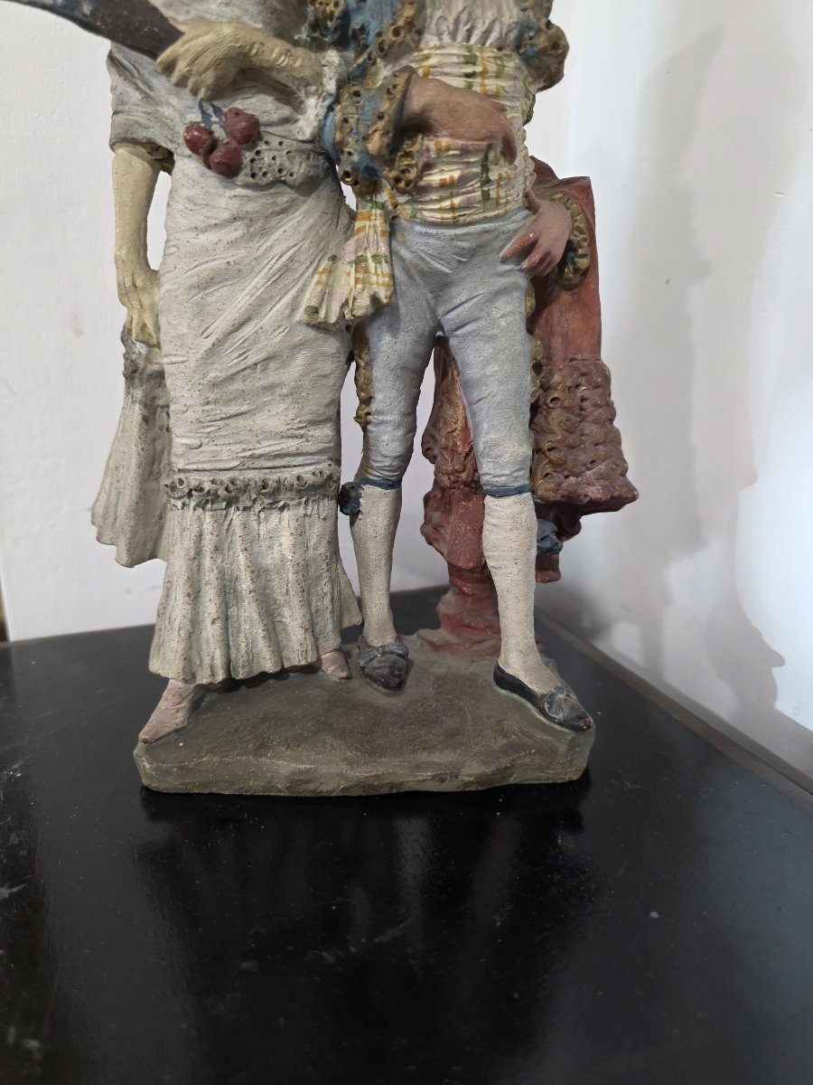 Pair Of Polychrome Terracotta *majos* – Spain, 19th Century-photo-3