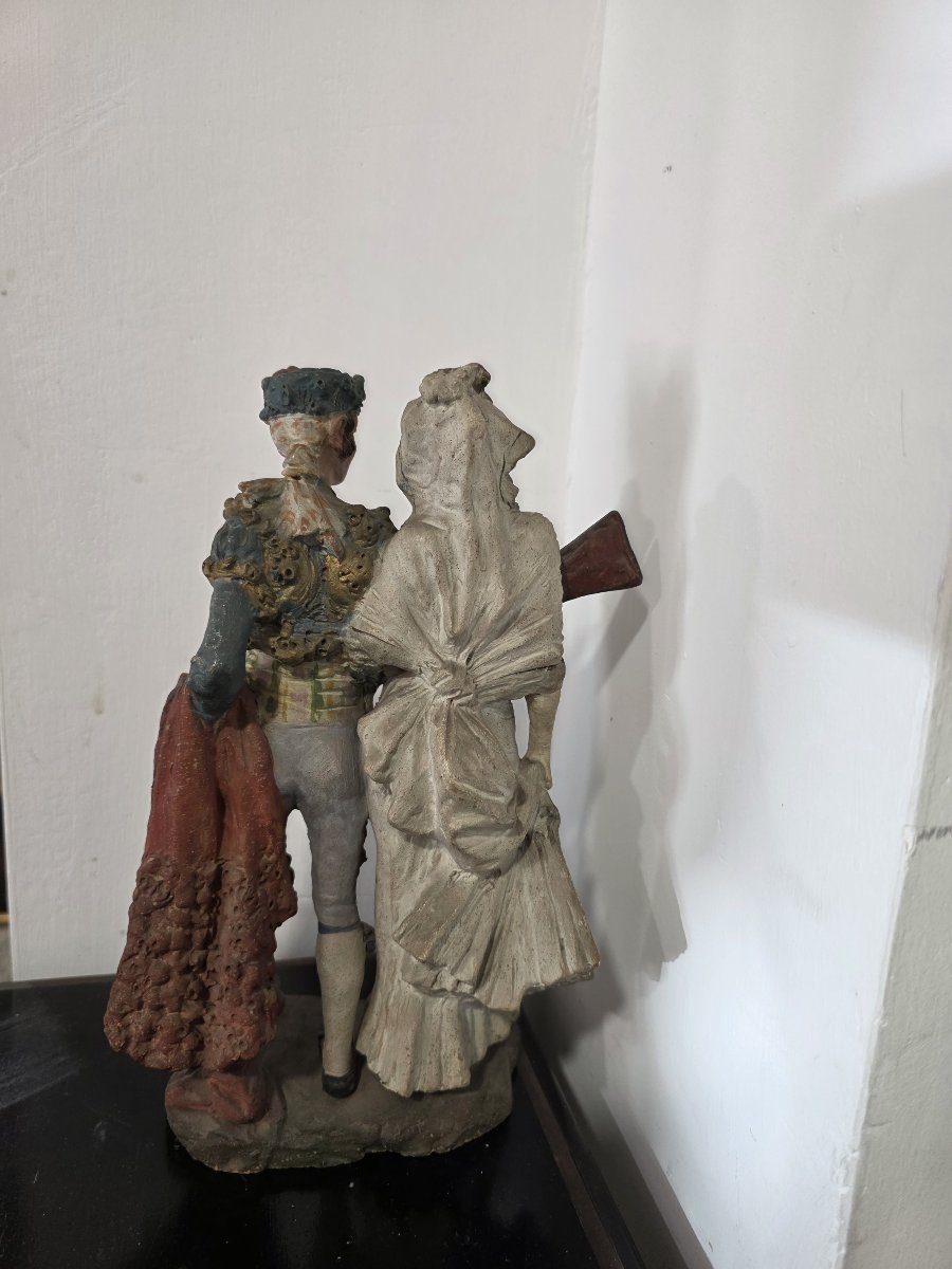 Pair Of Polychrome Terracotta *majos* – Spain, 19th Century-photo-1