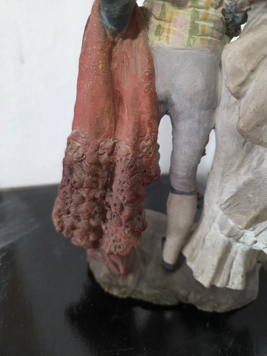 Pair Of Polychrome Terracotta *majos* – Spain, 19th Century-photo-3