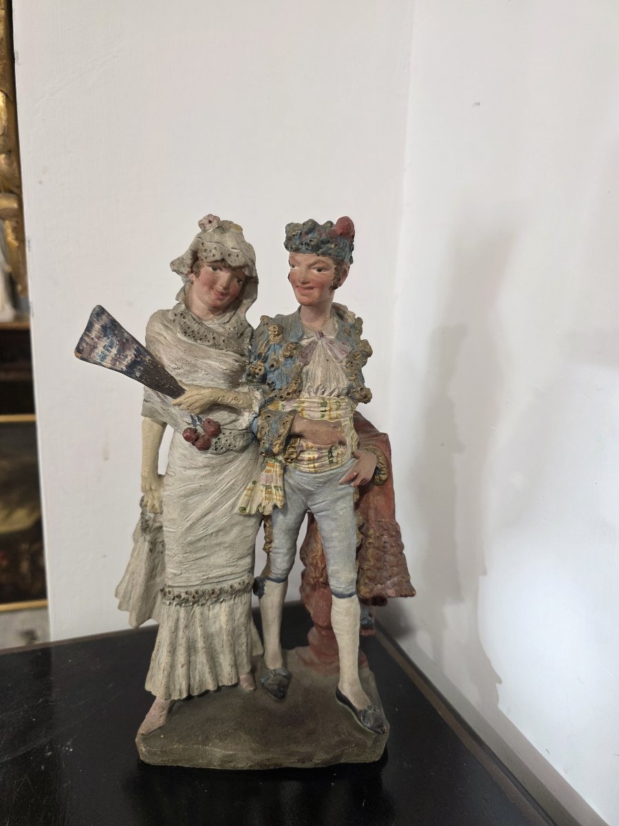 Pair Of Polychrome Terracotta *majos* – Spain, 19th Century