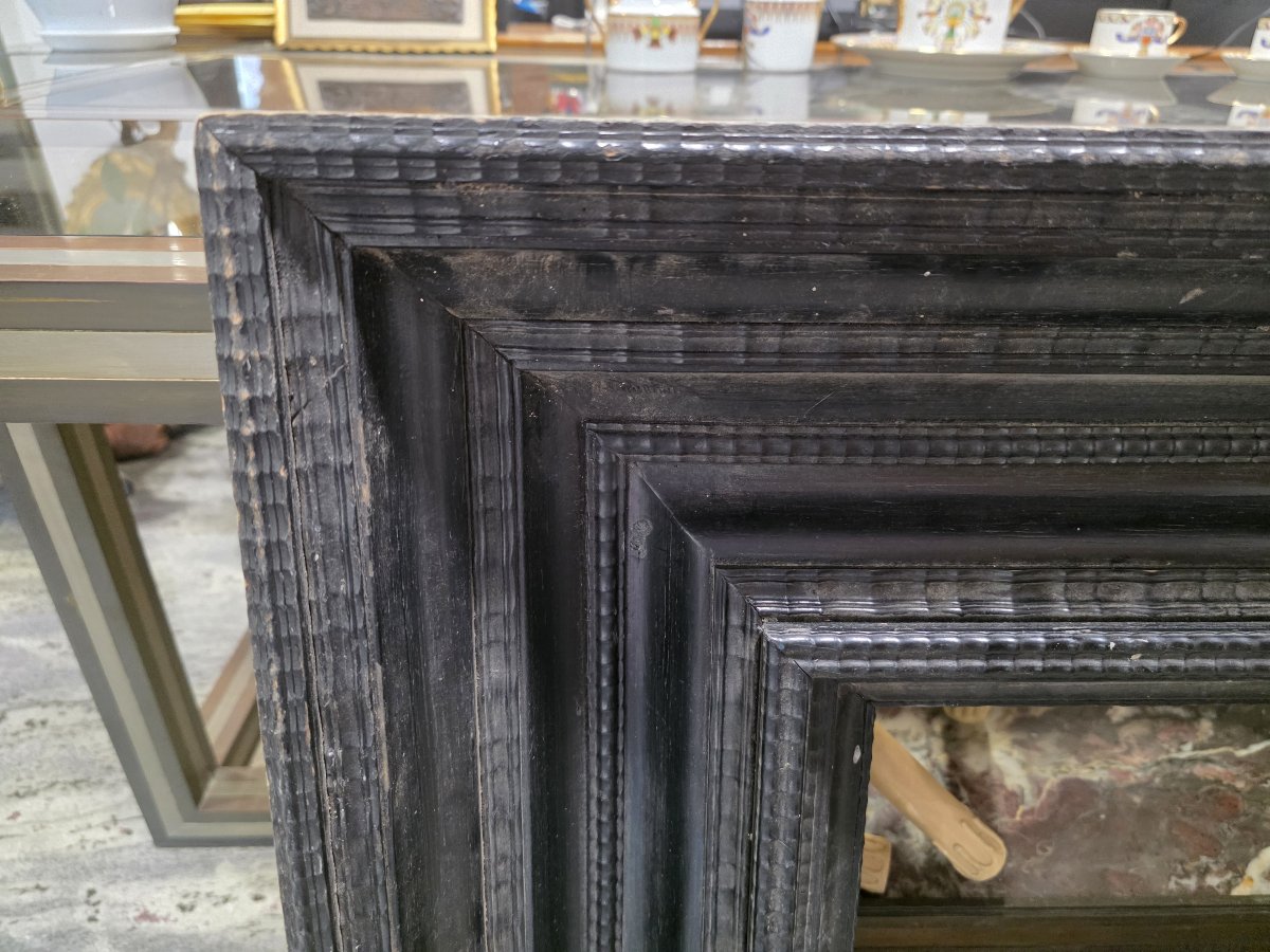 Interesting Ebonized Wood Frame With Guilloché Moldings, 19th Century Or Earlier-photo-4