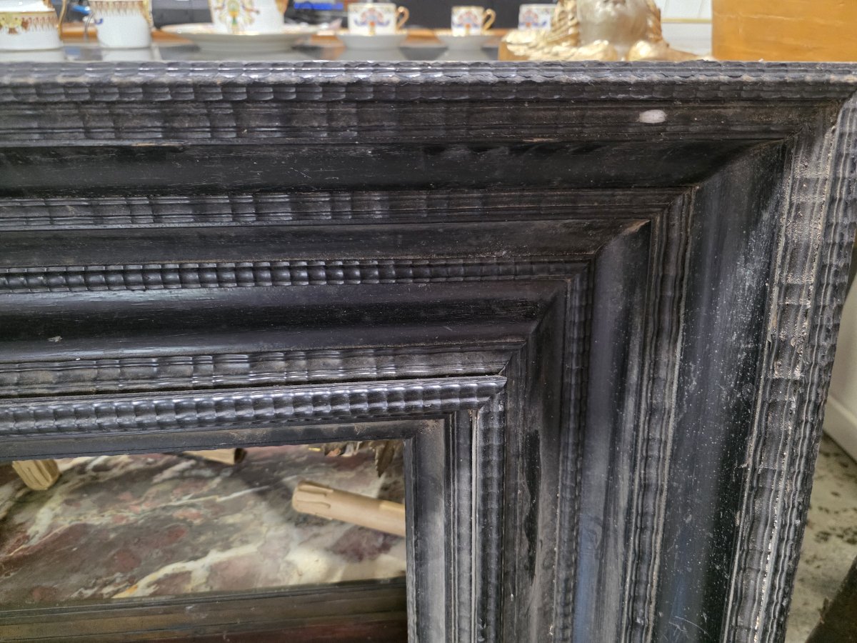 Interesting Ebonized Wood Frame With Guilloché Moldings, 19th Century Or Earlier-photo-1