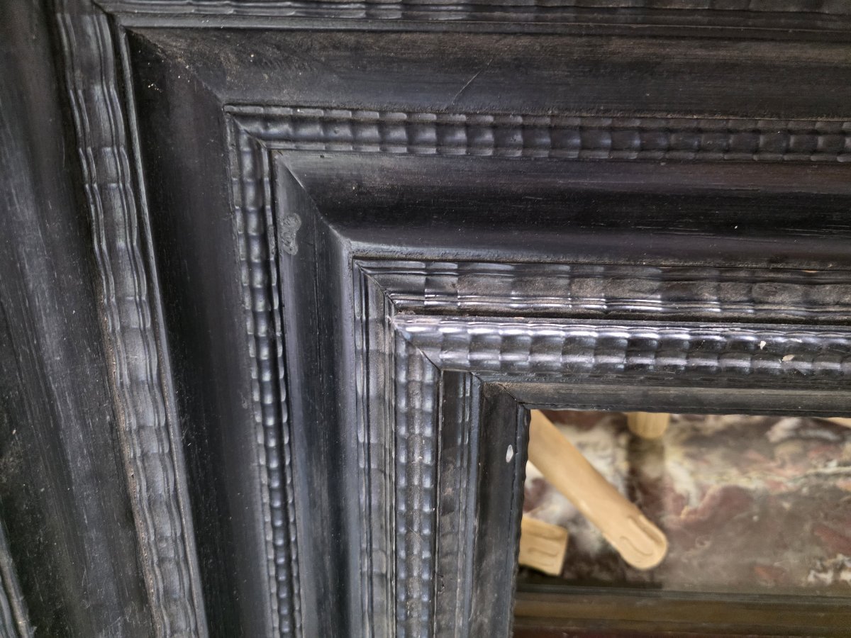 Interesting Ebonized Wood Frame With Guilloché Moldings, 19th Century Or Earlier-photo-4