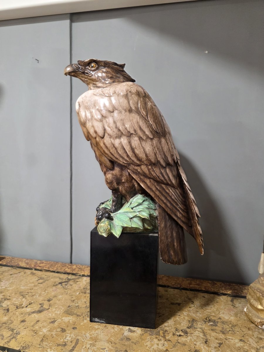 Large Ceramic Sculpture "eagle" – Guido Cacciapuoti (h 62 Cm)-photo-2