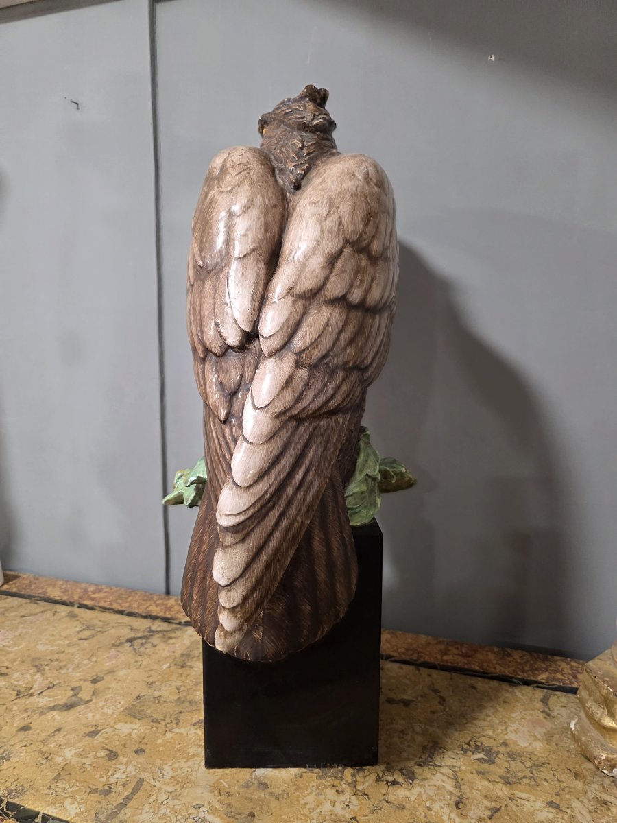 Large Ceramic Sculpture "eagle" – Guido Cacciapuoti (h 62 Cm)-photo-3