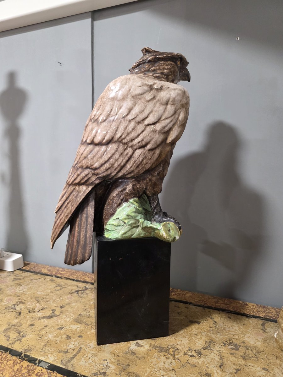 Large Ceramic Sculpture "eagle" – Guido Cacciapuoti (h 62 Cm)-photo-4