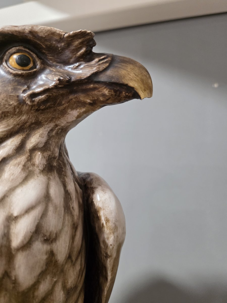 Large Ceramic Sculpture "eagle" – Guido Cacciapuoti (h 62 Cm)-photo-3