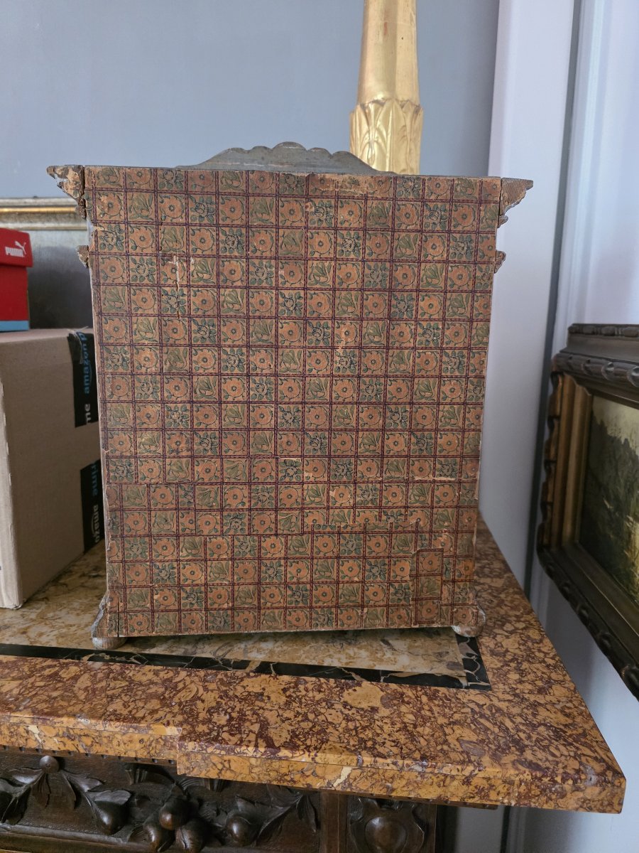 Rare cabinet de dévotion tyrolien polychrome daté de 1750 – Ste Notburge et St Isidore-photo-5