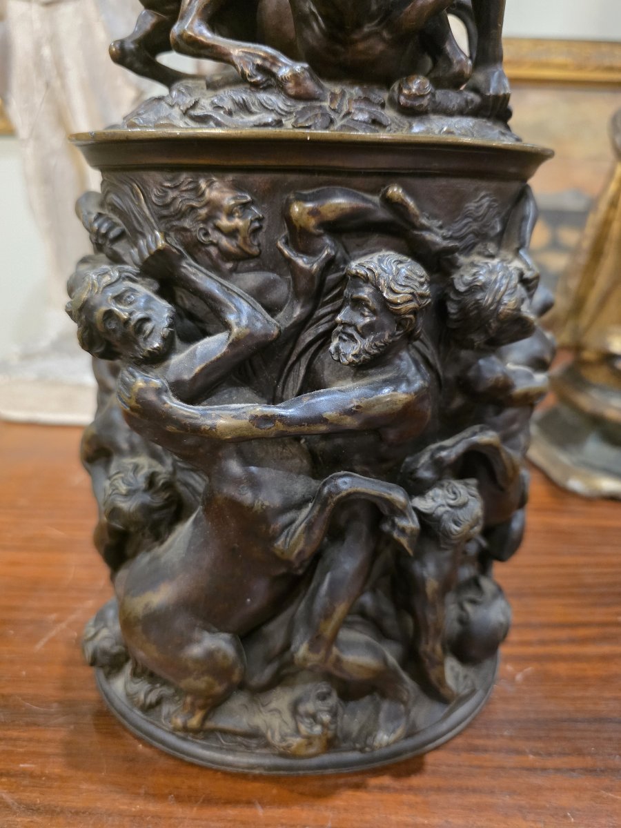 An Interesting Burnished Bronze Tankard Featuring A Relief Depicting The Centauromachy – 19th -photo-3