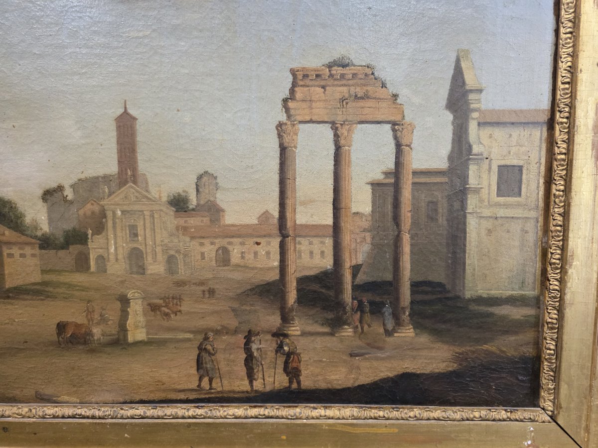  Roman Capriccio – View Of The Forum With The Temple Of Castor And Pollux, 18th Century-photo-2