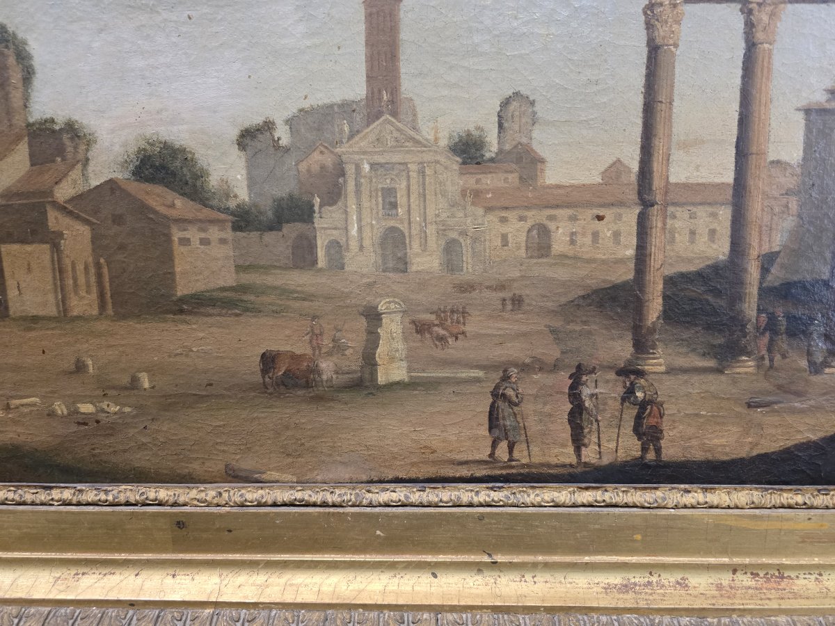  Roman Capriccio – View Of The Forum With The Temple Of Castor And Pollux, 18th Century-photo-2