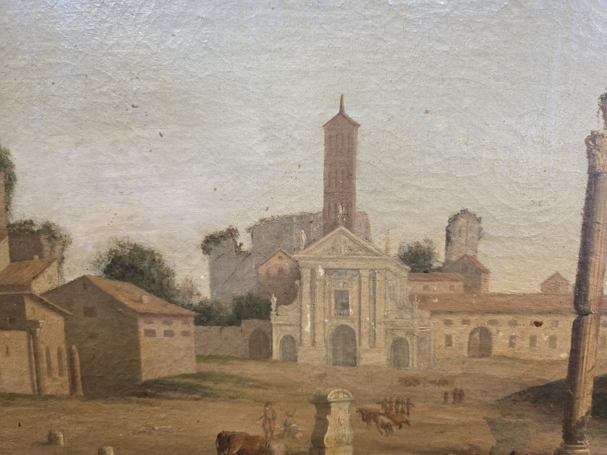  Roman Capriccio – View Of The Forum With The Temple Of Castor And Pollux, 18th Century-photo-3