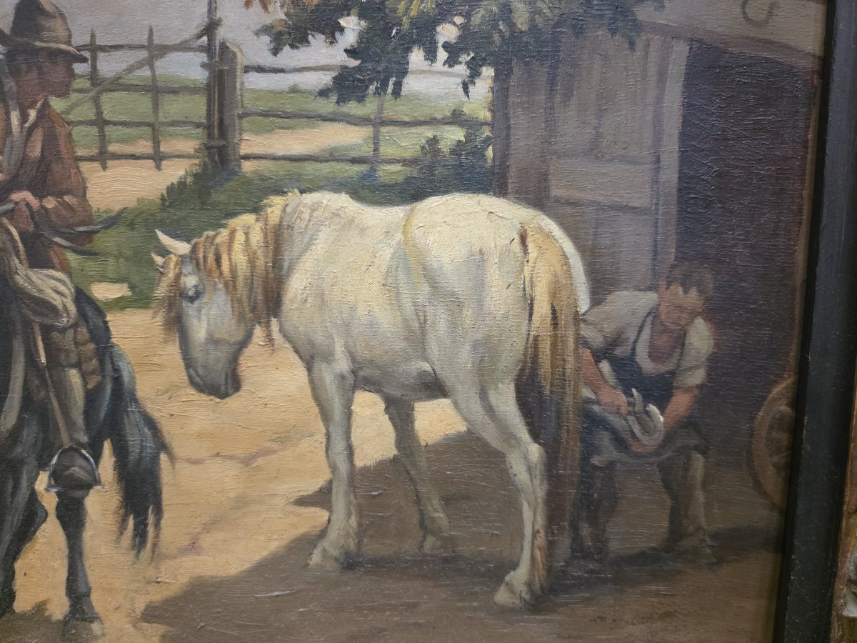 Renato Berardi - Huile sur panneau avec cadre sculpté et doré-photo-3